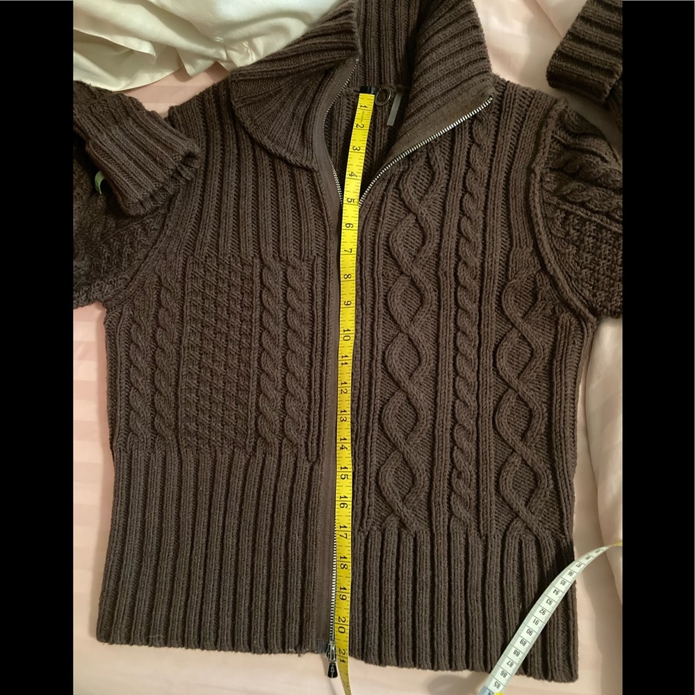 One Girl Who Brown Zip Cardigan